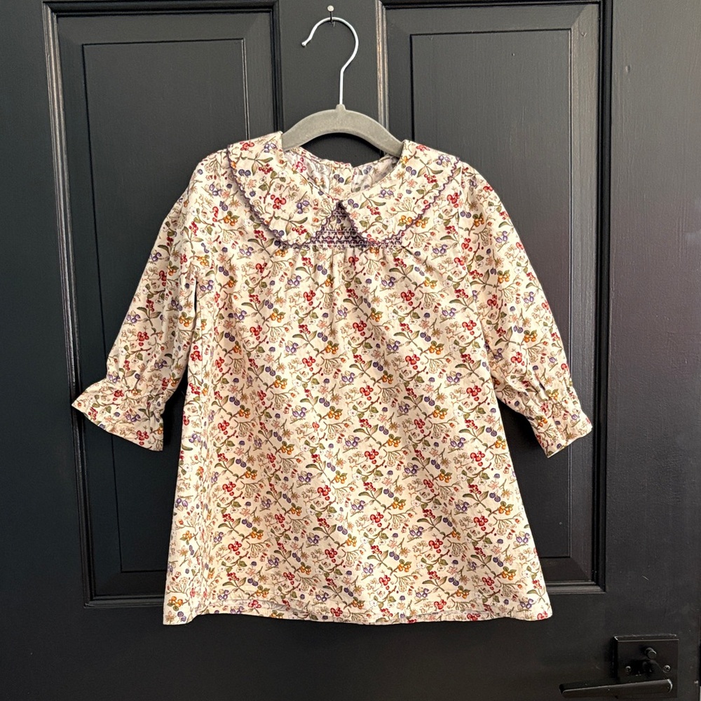 Charming Floral Kids Dress with collar